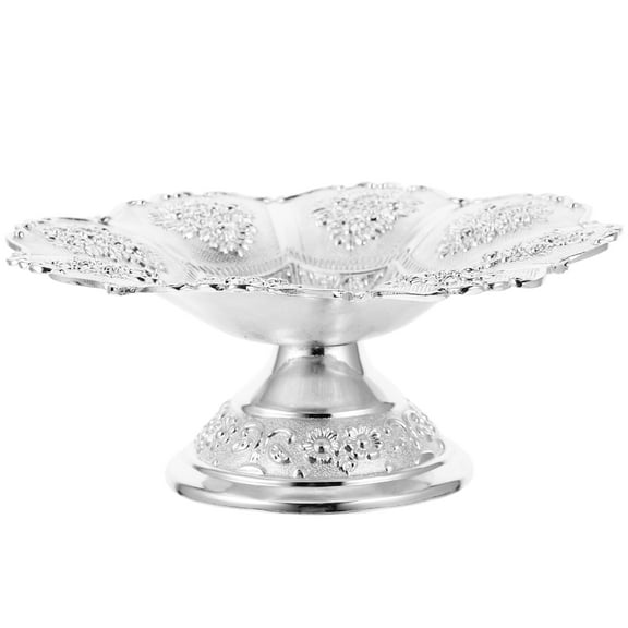 WINOMO dry fruits serving tray Fruit Bowl Storage Tray Silver Food Serving Living Room 1Pack