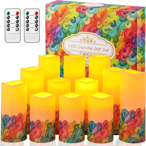 WINORD Battery Operated Candles,12-Pack LED Flameless Candles with Remote-Made of Durable Plastic,Remote-Controlled,Timer Function,Ideal for Indoor Outdoor Use