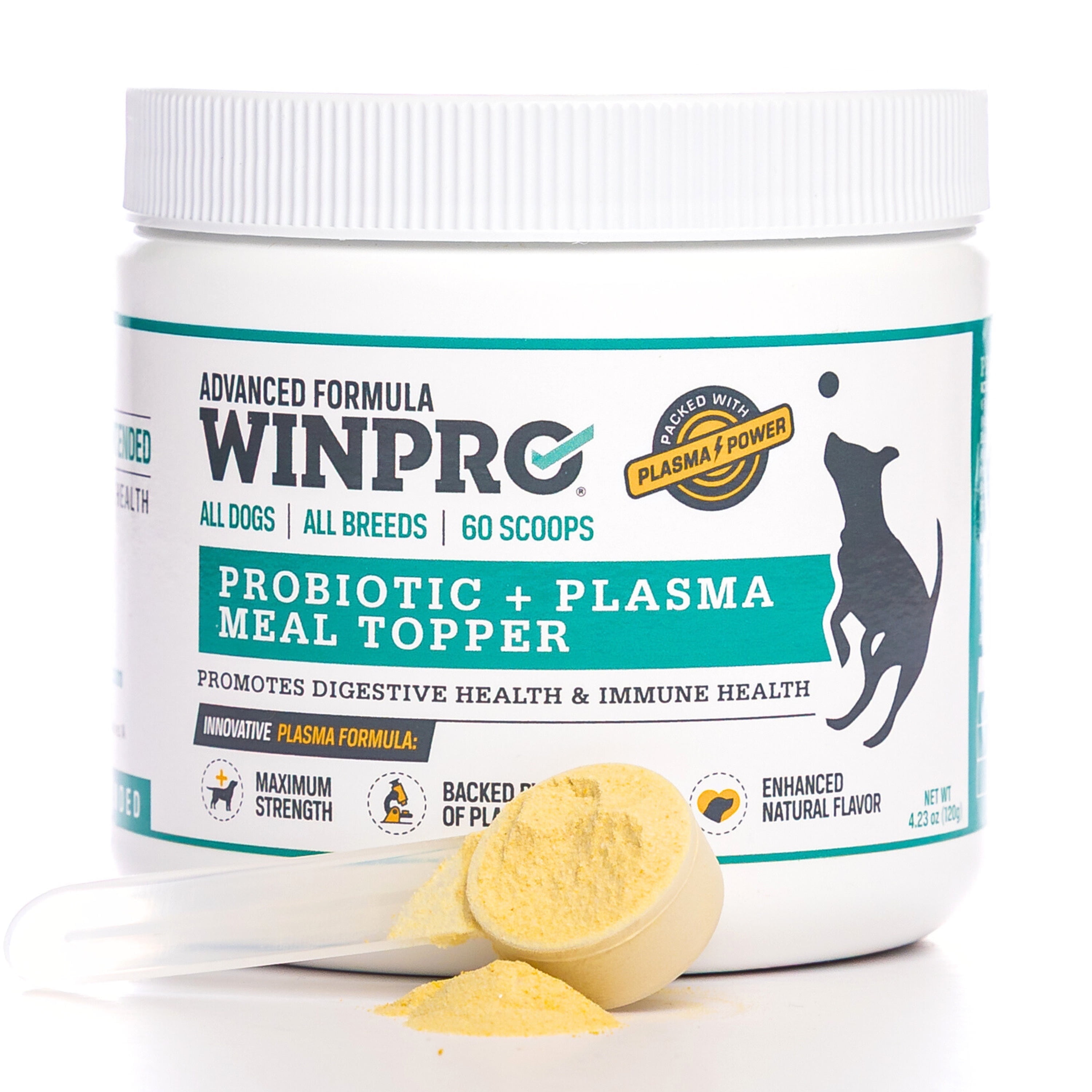WINPRO Dog Prebiotic + Probiotic Powder Meal Topper, Support for Dog Gut Health, Immunity, and Seasonal Allergies, All Breeds, Ages, and Sizes, Made In The USA, 60 Scoops