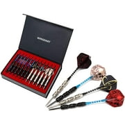 WINSDART Steel Tip Darts Set 12 Pack 22 Grams with 2 Style Flights and Darts Sharpener, Gift Box