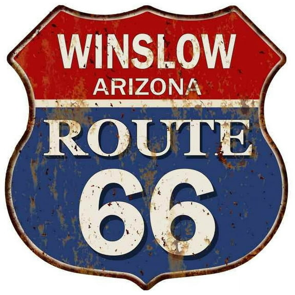 WINSLOW, ARIZONA Route 66 Shield Metal Sign Man Cave Garage 211110013008