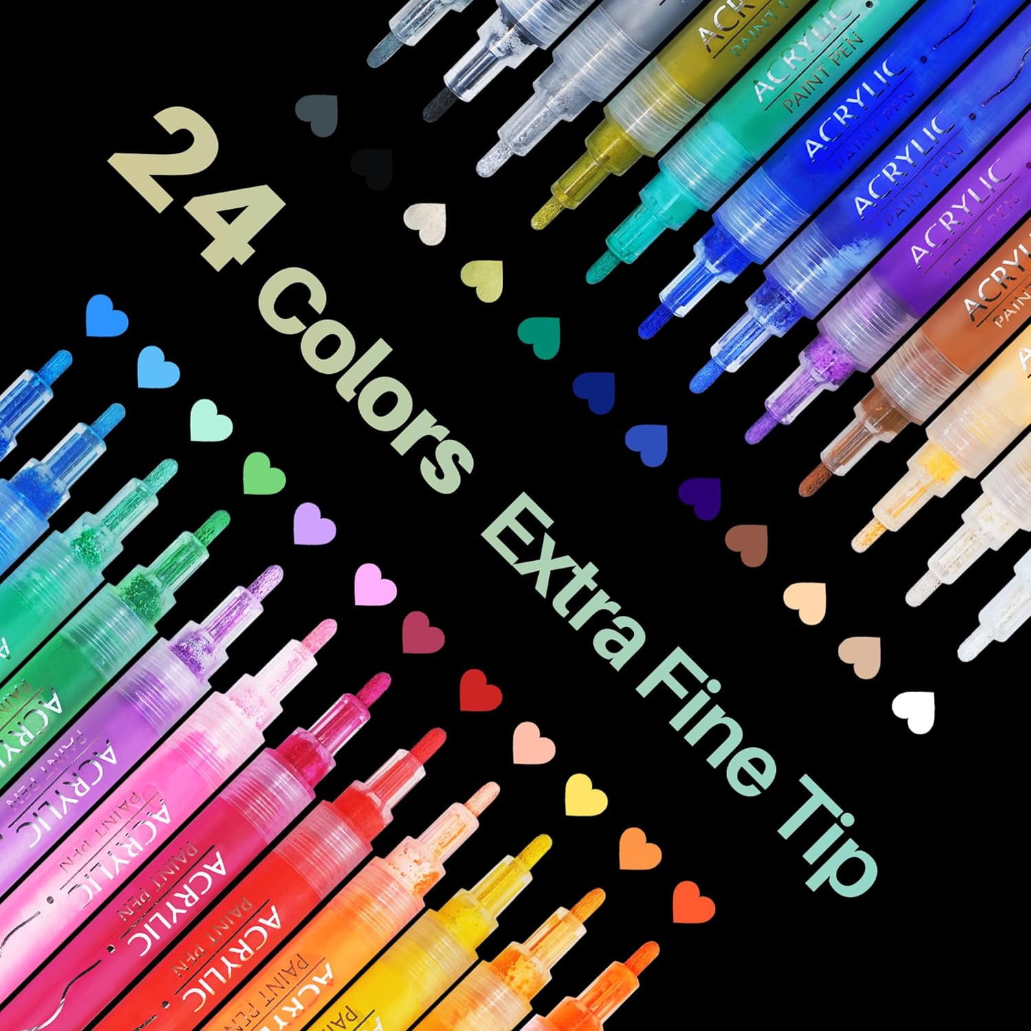 WINSONS Water-Based Art Markers, Fine-Point, Multicolor, Count 24 pack