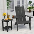 thumbnail image 1 of WINSOON 2-Piece All Weather HIPS Outdoor Adirondack Cup Holder Chair and Table set-Black, 1 of 4