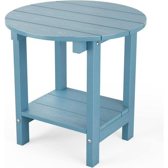 WINSOON 2-Tier Side Table Adirondack Table End Table with Storage Shelf Baby Blue