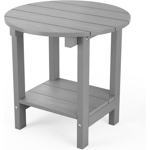WINSOON 2-Tier Side Table Adirondack Table End Table with Storage Shelf Gray