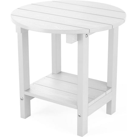 WINSOON 2-Tier Side Table Adirondack Table End Table with Storage Shelf White