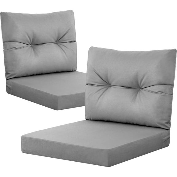 WINSOON 24x24 Inch Outdoor Deep Seat Cushion Set,Waterproof and Resistant Set Of 2-Dark Gray