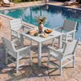 thumbnail image 1 of WINSOON 5-Piece HIPS All Weather Outdoor Patio Dining Sets, 1-Table 4-Chairs, Sturdy Frame & Easy to Install for Family Use，White, 1 of 9