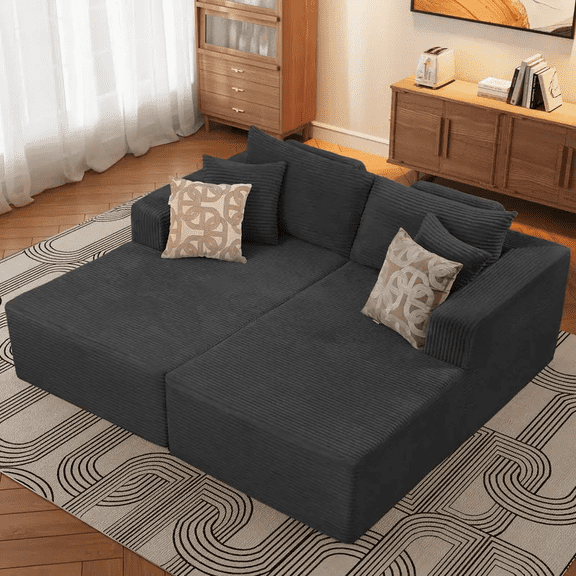 WINSOON 74''x69'' Plush Modular Sectional Sofa with Pillows-Gray