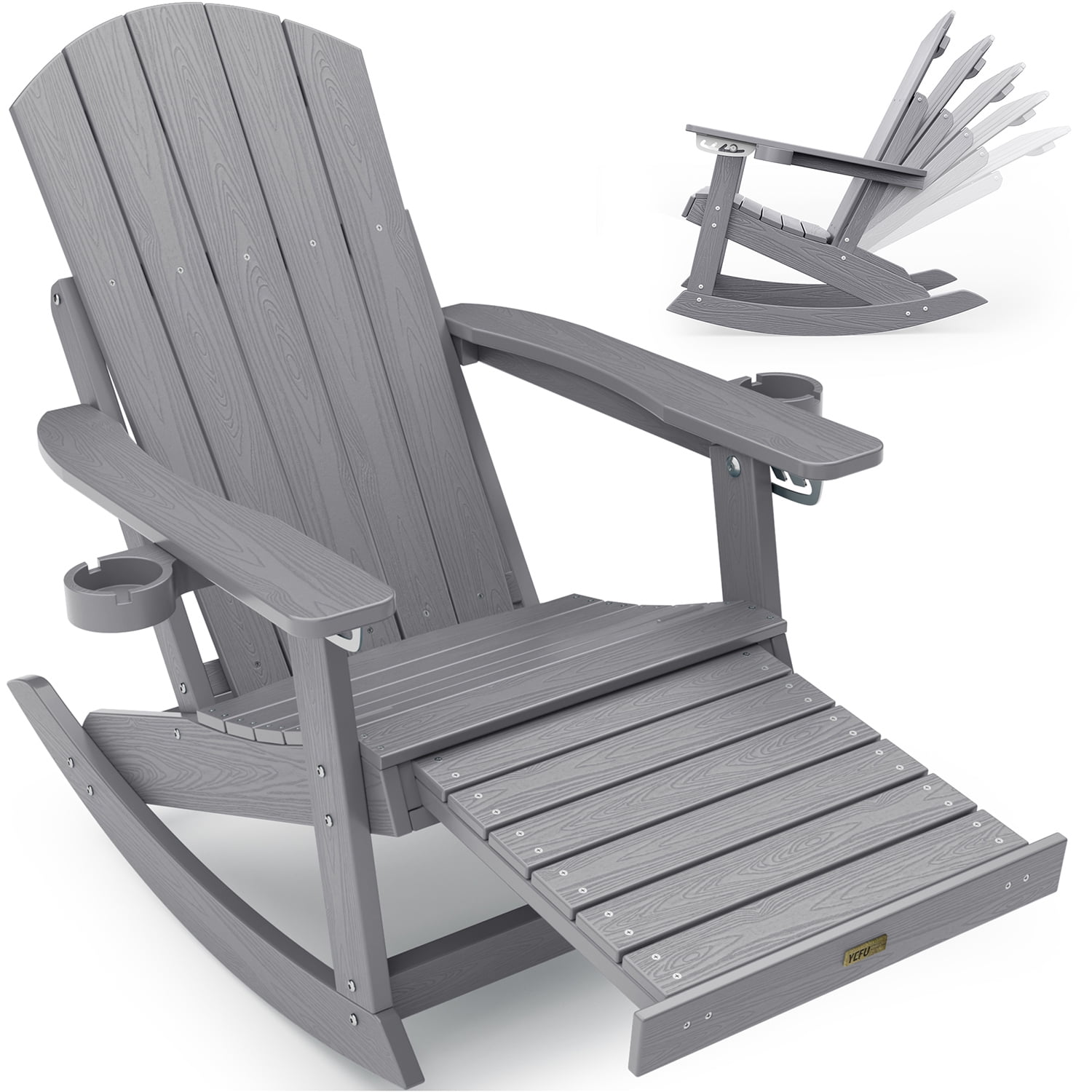 WINSOON Adirondack Chair Composite Rocking Chair Outdoor Weatherproof ...