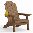 thumbnail image 1 of WINSOON All Weather HIPS Folding Adirondack Chair Outdoor Patio Chair, Teak Finish, 1 of 12