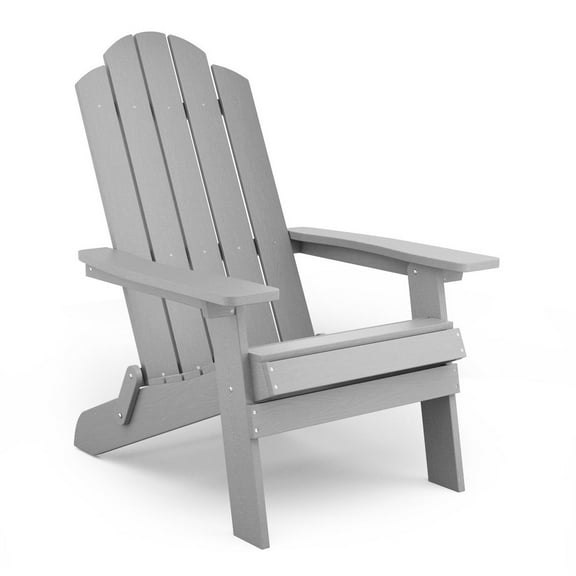 WINSOON All Weather HIPS Outdoor Folding Adirondack Chair Outdoor Garden Patio Chair-Grey
