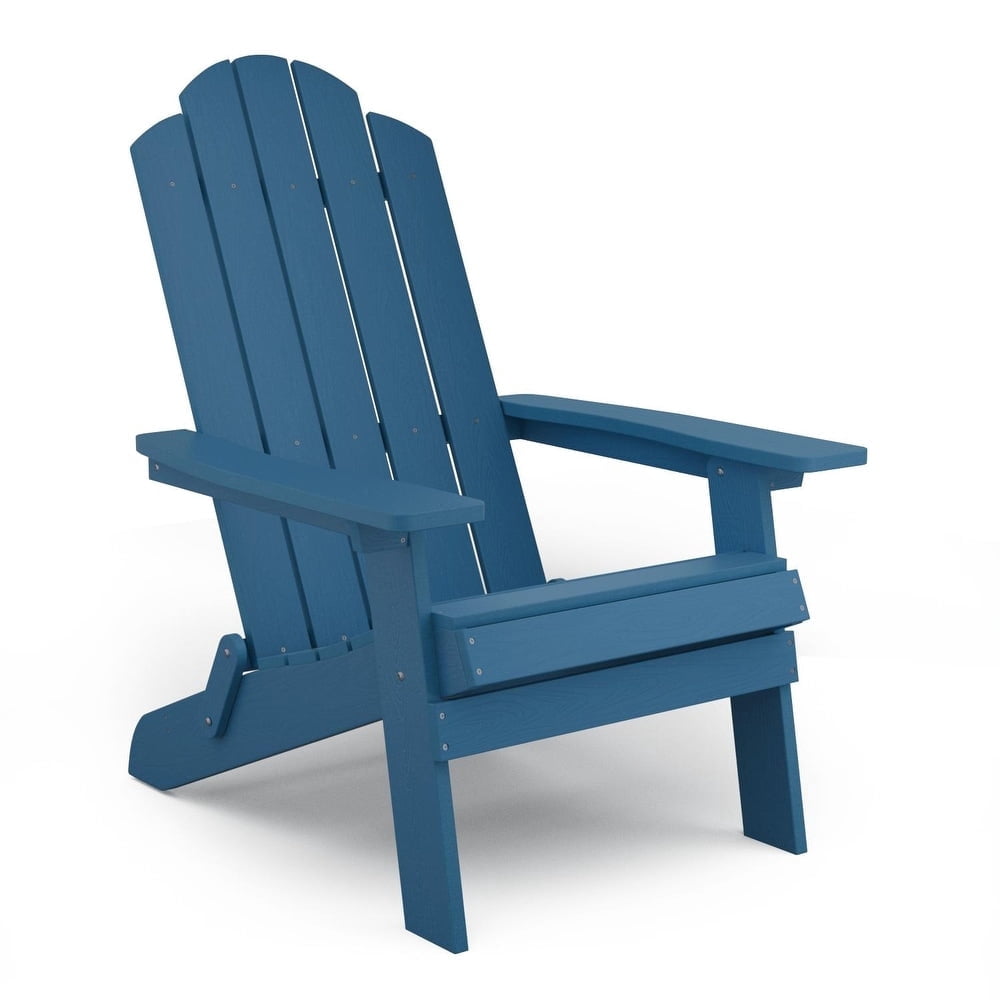 WINSOON All Weather HIPS Outdoor Folding Adirondack Chair Outdoor Garden Patio Chair-Navy