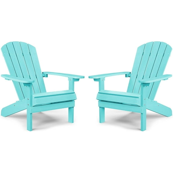 WINSOON All Weather HIPS Outdoor Plastic Adirondack Chairs Set Of 2-Aruba Blue