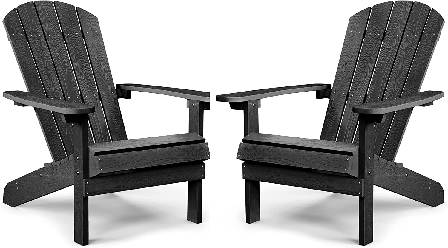 Noir Collapsible Adirondack Chairs with Wooden Accents, Set of 2