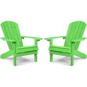 WINSOON All Weather HIPS Outdoor Plastic Adirondack Chairs Set Of 2-Chartreuse