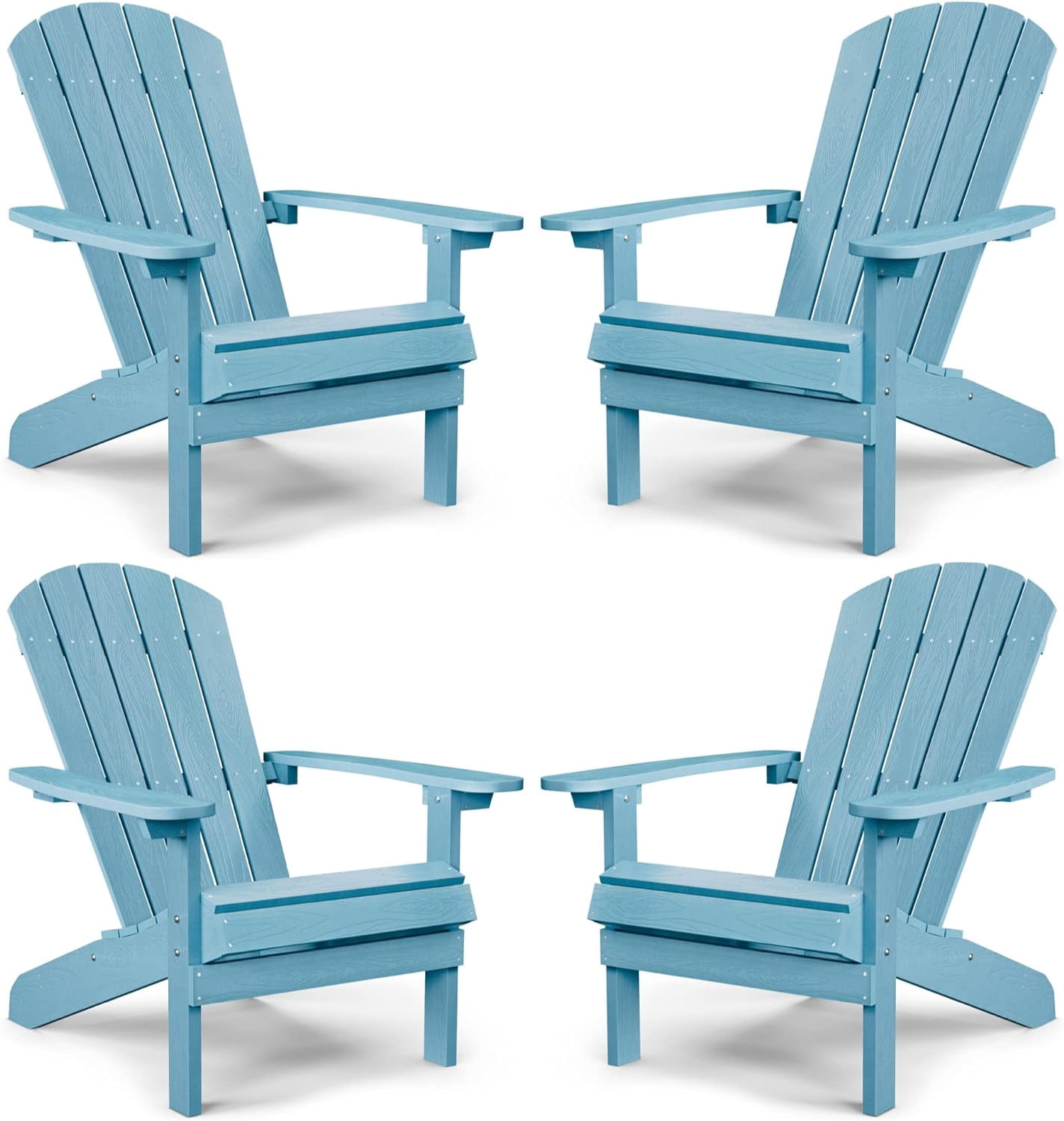 WINSOON All Weather HIPS Outdoor Plastic Adirondack Chairs Set Of 4-Baby Blue