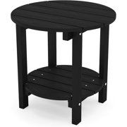 WINSOON All Weather HIPS Outdoor Side Table,Round Table- Black