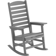 WINSOON All-Weather HIPS Rocking Chair, Outdoor Patio Rocker with Curved Backrest-Grey
