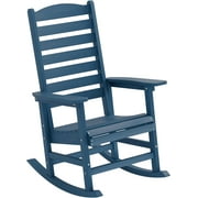 WINSOON All-Weather HIPS Rocking Chair, Outdoor Patio Rocker with Curved Backrest-Navy