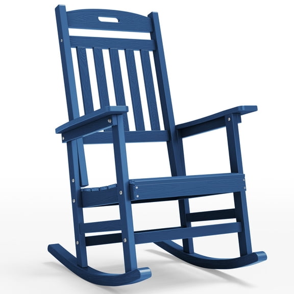 WINSOON All-Weather Outdoor Rocking Chair, Patio Glider Rocker for Backyard & Garden-Navy