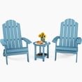 thumbnail image 1 of WINSOON Folding Adirondack Chair and Table Set 3 PCS Garden Outdoor Patio Chairs, Blue Finish, 1 of 8