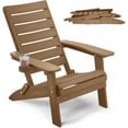 thumbnail image 1 of WINSOON HIPS Folding Adirondack Chairs with Arc Back & Cup Holder -Teak, 1 of 7