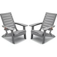 thumbnail image 1 of WINSOON HIPS Folding Adirondack Chairs with Arc Back & Cup Holder Set Of 2-Gray, 1 of 7