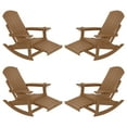 thumbnail image 1 of WINSOON HIPS Outdoor Rocking Chair with Adjustable Backrest and Retractable Ottoman-Set of 4-Teak, 1 of 7