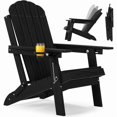 thumbnail image 1 of WINSOON Outdoor All-Weather HDPE Folding Adirondack Chair with Cup Holder & Adjustable Backrest, Easy to Install & Clean, Ideal for Garden, Yard & Patio, 1 of 8