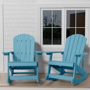 WINSOON Outdoor Oversized Rocking Chair,Adirondack Rocking Chair Set of 2-Blue