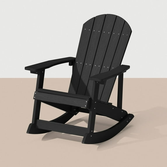 WINSOON Outdoor Rocking Chair,Adirondack Rocking Chair-Black