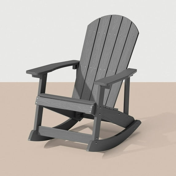 WINSOON Outdoor Rocking Chair,Adirondack Rocking Chair-Grey