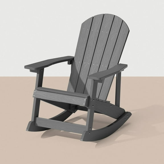 WINSOON Outdoor Rocking Chair,Adirondack Rocking Chair-Grey