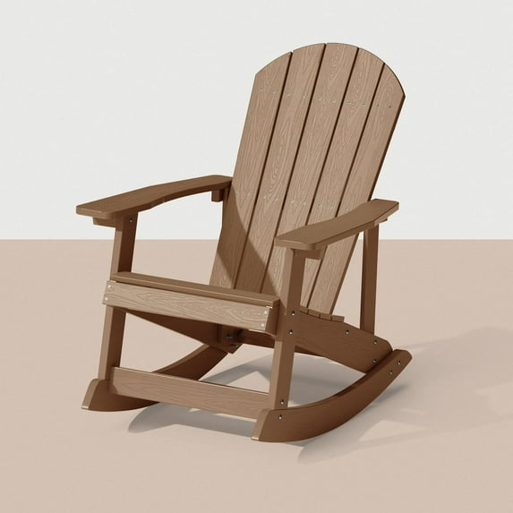 WINSOON Outdoor Rocking Chair,Adirondack Rocking Chair-Teak