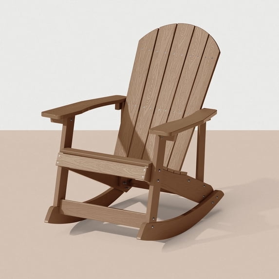 WINSOON Outdoor Rocking Chair,Adirondack Rocking Chair-Teak