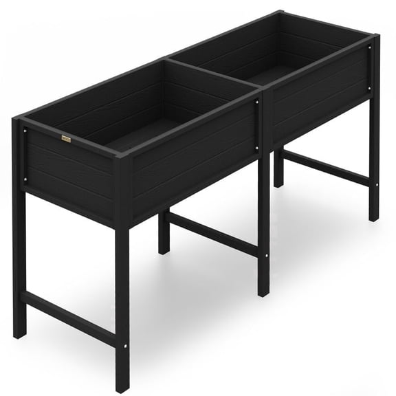 WINSOON Raised Garden Bed with Legs: 72"×24"×30" HIPS Planter Box Outdoor Weatherproof Elevated Garden Bed for Patio Herb Vegetable Gardening - Black