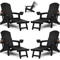 thumbnail image 1 of WINSOON Set of 4 Folding Adirondack Chair,Five-Gear Adjustable Backrest Chairs and Retractable Ottoman - Black, 1 of 8