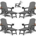 thumbnail image 1 of WINSOON Set of 4 Folding Adirondack Chair,Five-Gear Adjustable Backrest Chairs and Retractable Ottoman - Gray, 1 of 8