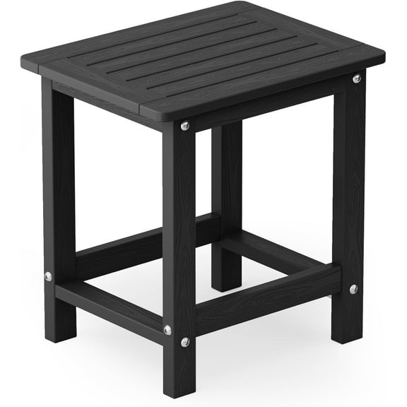 WINSOON Small Outside Adirondack Square Side Table,Single Layer - Black