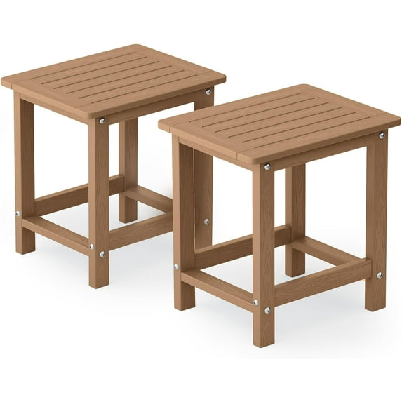 WINSOON Small Outside Adirondack Square Side Table,Single Layer Set Of 2 - Teak