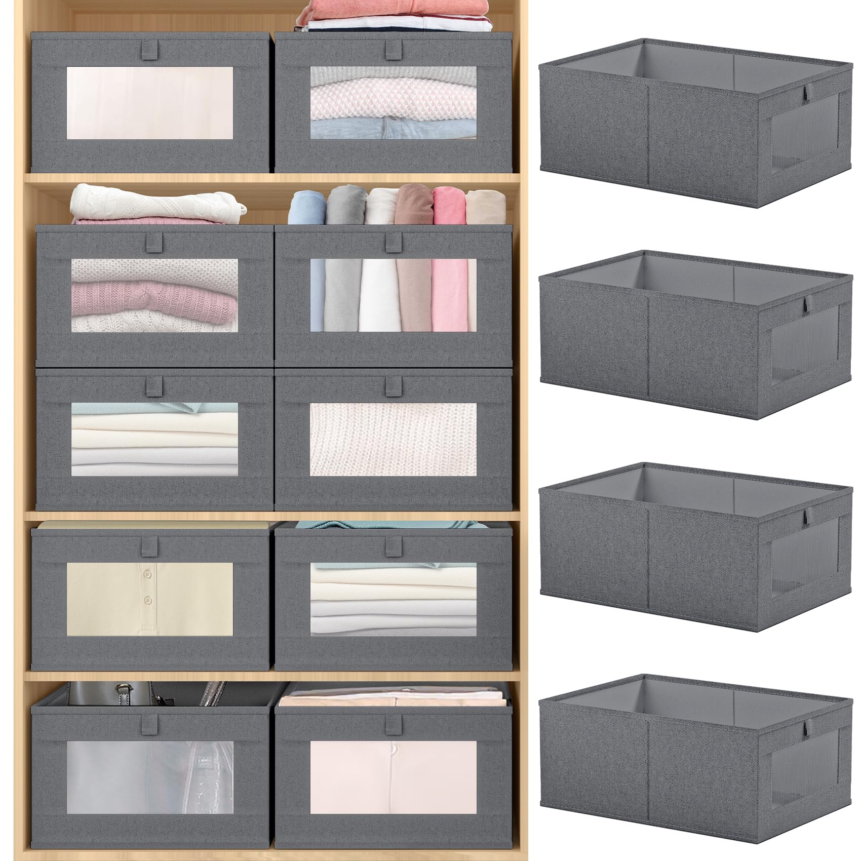 WINSTECK 4 Pack Linen Closet Organizers and Storage Bins, Storage ...