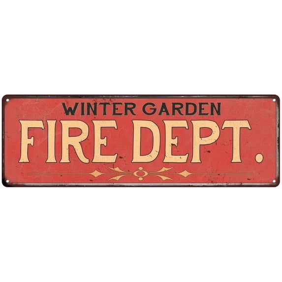 WINTER GARDEN FIRE DEPT. Home Decor Metal Sign Police Gift 8x24 108240013930
