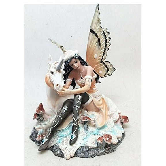 WINTER MOUNTAIN FAIRY UNICORN SCULPTURE RESIN FIGURINE LEGEND OF MYSTERIA FOREST