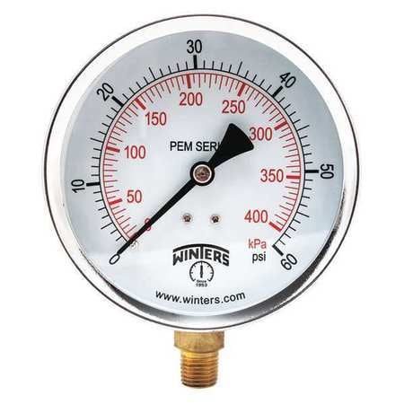 WINTERS INSTRUMENTS PEM222 Economy 4" 0-60 psi/Kpa 1/4" Npt Btm