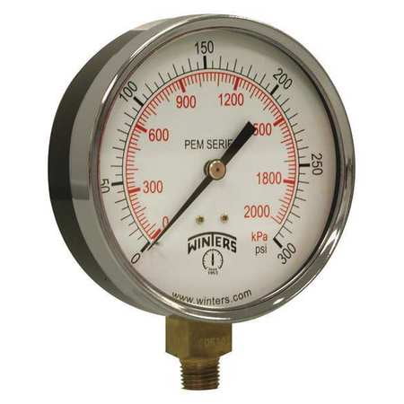 WINTERS INSTRUMENTS PEM226 Ecomony 4" 0-300 psi/Kpa 1/4" Npt Btm