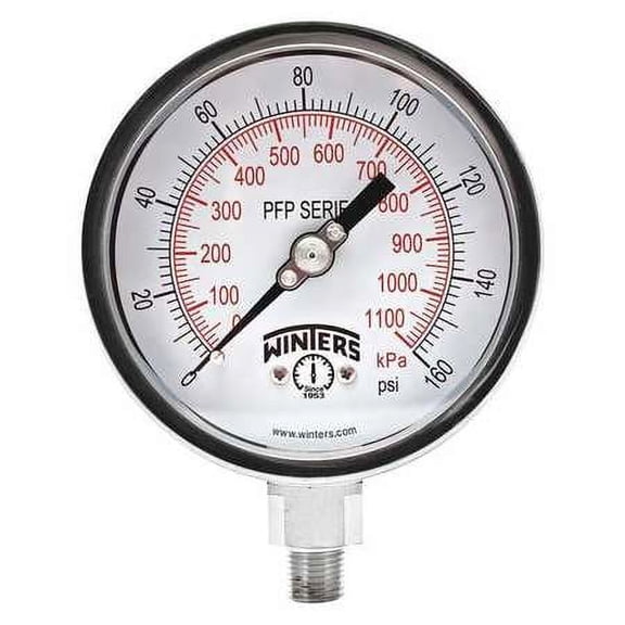WINTERS INSTRUMENTS PFP645 Filled Ss/Ss Gauge 4" 160 psi/Kpa 1/4 Lm
