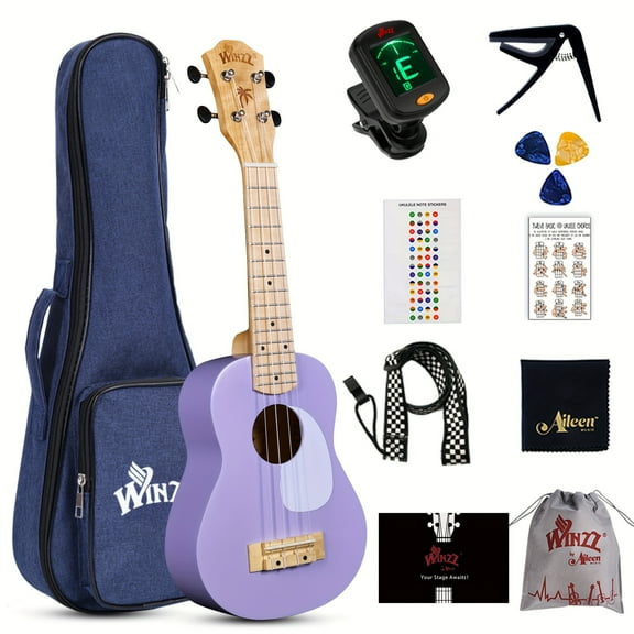 WINZZ TG-U2 21 Inch Soprano Ukulele Pack With Tuner, Bag, Capo & Picks