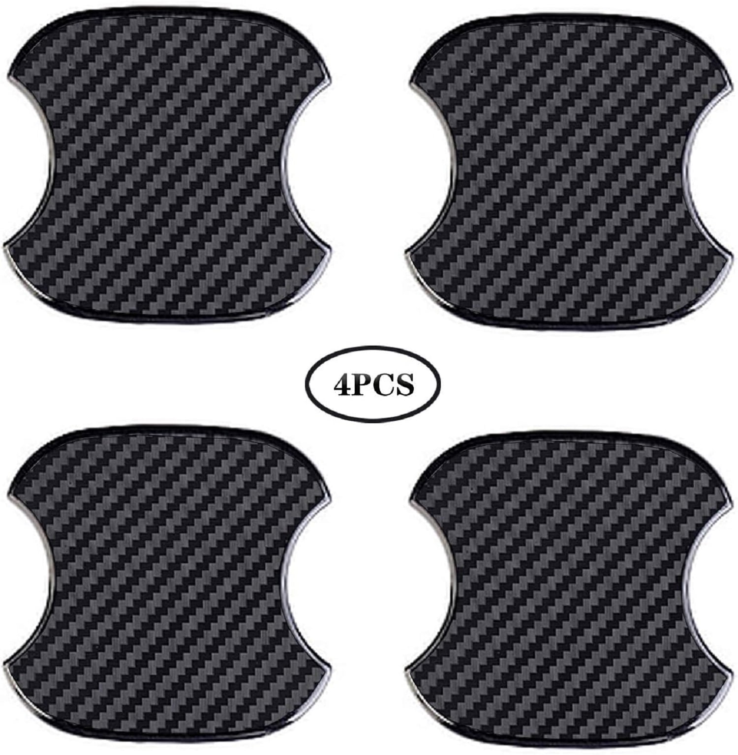 WIOMEASK 4Pcs Universal 3D Carbon Fiber Car Door Handle Paint Scratch Protector Sticker Auto Door Handle Cups Protective Pad