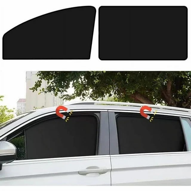 WIOMEASK Car Side Window Sun Shades, Window Sunshades Privacy Curtains,Magnetic Car Window Shade, 100% Block Light for Breastfeeding, Taking a Nap, Changing Clothes, Camping(Front&Back 4pcs)